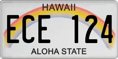 HI license plate ECE124