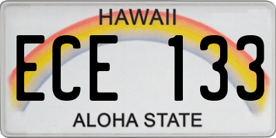 HI license plate ECE133