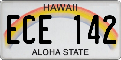 HI license plate ECE142