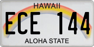 HI license plate ECE144