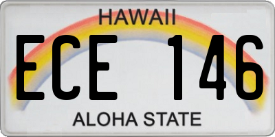 HI license plate ECE146