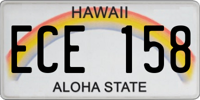HI license plate ECE158