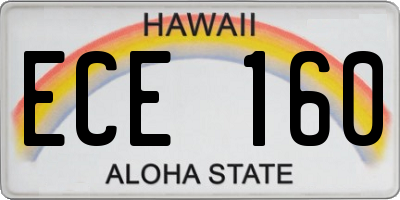 HI license plate ECE160