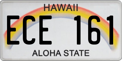 HI license plate ECE161