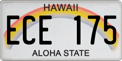 HI license plate ECE175