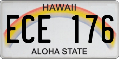 HI license plate ECE176