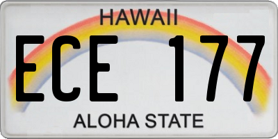 HI license plate ECE177