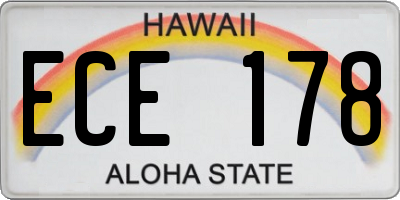 HI license plate ECE178
