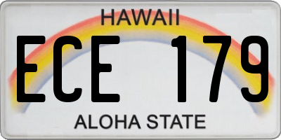 HI license plate ECE179