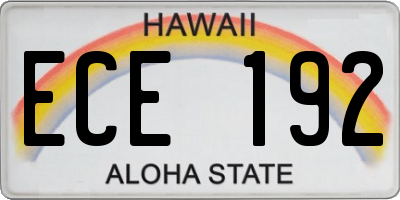 HI license plate ECE192