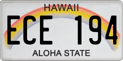 HI license plate ECE194