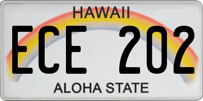 HI license plate ECE202
