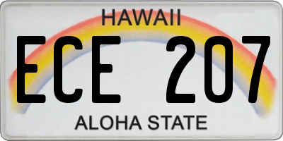 HI license plate ECE207