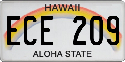 HI license plate ECE209