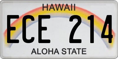 HI license plate ECE214