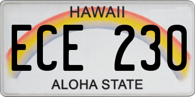 HI license plate ECE230