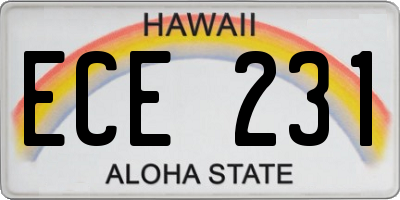 HI license plate ECE231
