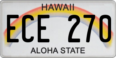 HI license plate ECE270
