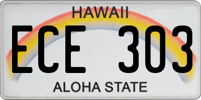 HI license plate ECE303
