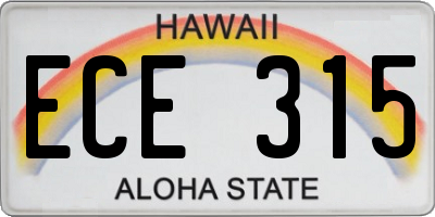 HI license plate ECE315