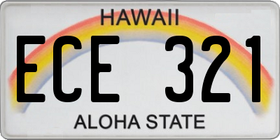 HI license plate ECE321