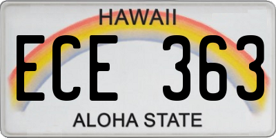 HI license plate ECE363
