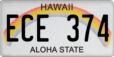 HI license plate ECE374