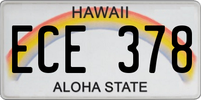 HI license plate ECE378