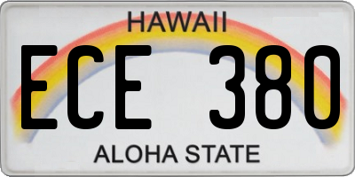 HI license plate ECE380