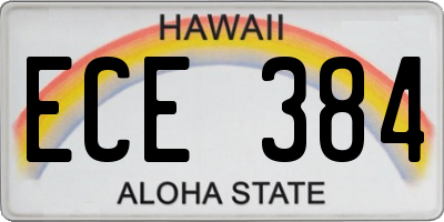 HI license plate ECE384