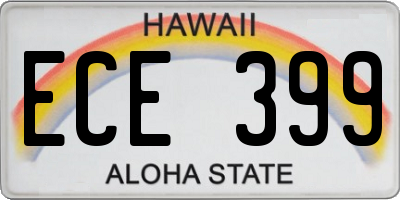 HI license plate ECE399