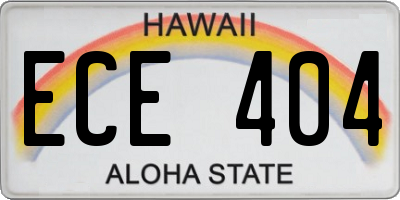HI license plate ECE404