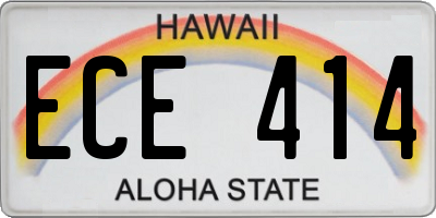 HI license plate ECE414