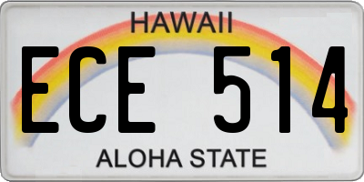 HI license plate ECE514