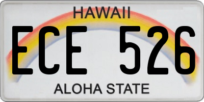 HI license plate ECE526
