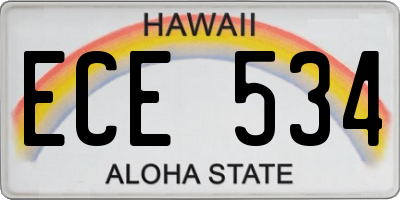 HI license plate ECE534