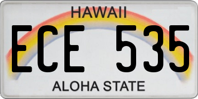 HI license plate ECE535