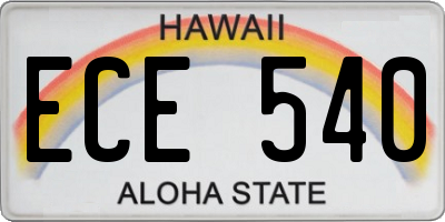HI license plate ECE540