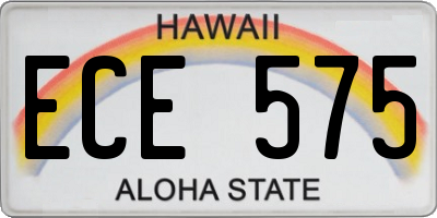 HI license plate ECE575