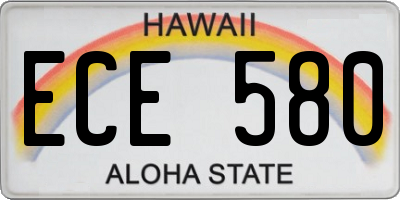 HI license plate ECE580