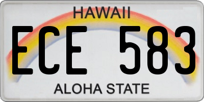 HI license plate ECE583