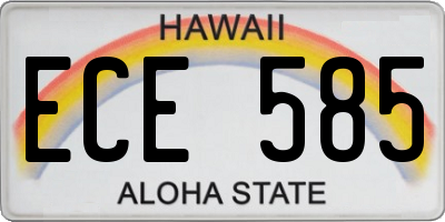 HI license plate ECE585