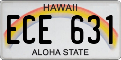 HI license plate ECE631