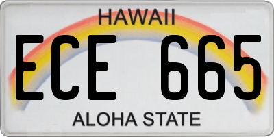 HI license plate ECE665