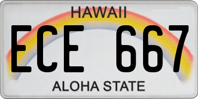 HI license plate ECE667
