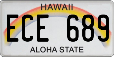 HI license plate ECE689