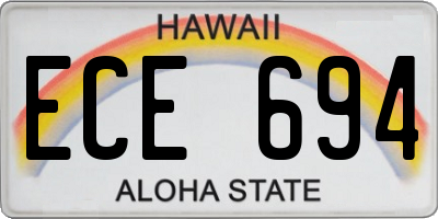 HI license plate ECE694