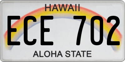 HI license plate ECE702
