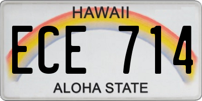 HI license plate ECE714