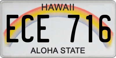 HI license plate ECE716